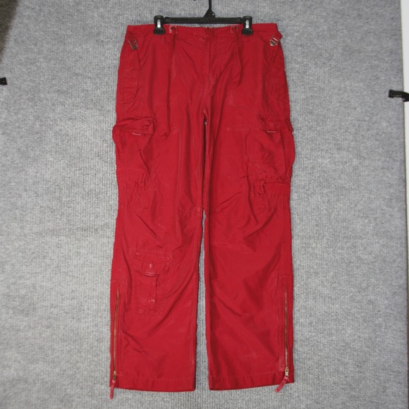 GAP Other - Gap Cargo Pants Mens M Red Utility Gorpcore Techwear Wide Leg Zipper Hem